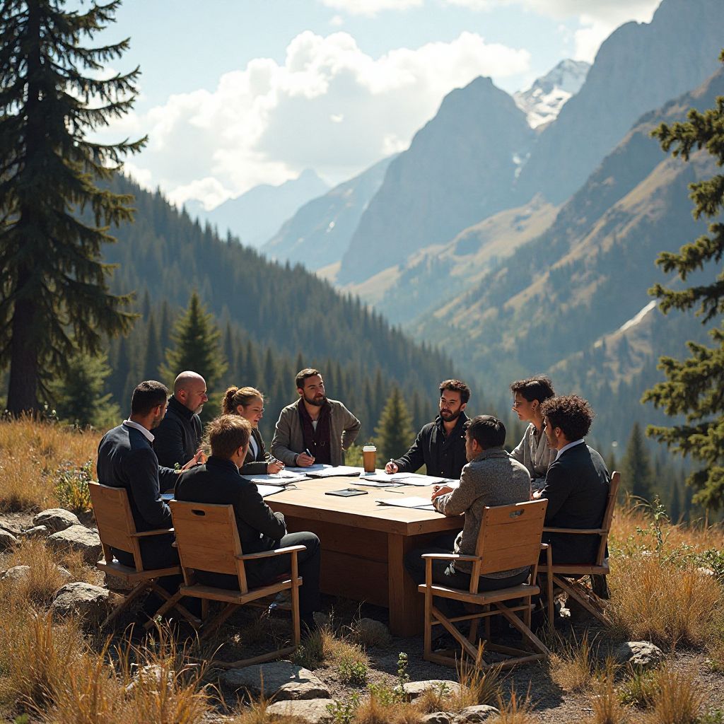 Echipa în timpul unui retreat anual de planificare